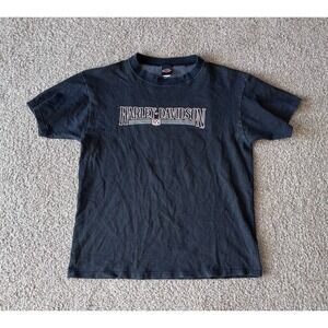 Vintage Harley Davidson Mens XL Textured T Shirt Black Cotton Blend